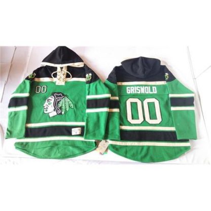 Chicago Blackhawks #00 Clark Griswold Green St. Patrick's Day McNary Lace Hoodie Stitched NHL Jersey