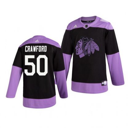 Chicago Chicago Blackhawks #50 Corey Crawford Adidas Men's Hockey Fights Cancer Practice NHL Jersey Black