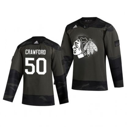 Chicago Chicago Blackhawks #50 Corey Crawford Adidas 2019 Veterans Day Men's Authentic Practice NHL Jersey Camo