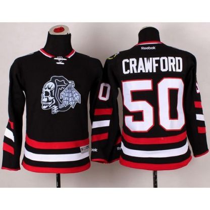 Chicago Blackhawks #50 Corey Crawford Black(White Skull) 2014 Stadium Series Stitched Youth NHL Jersey