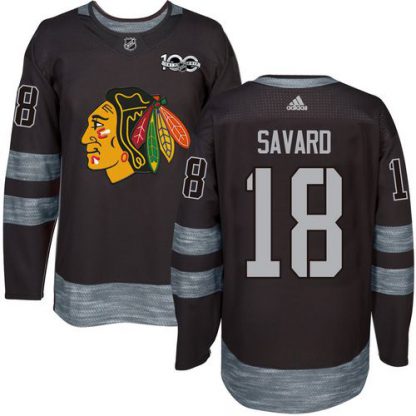 Adidas Chicago Blackhawks #18 Denis Savard Black 1917-2017 100th Anniversary Stitched NHL Jersey