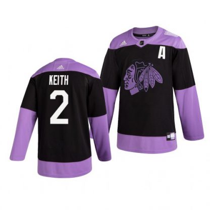 Chicago Chicago Blackhawks #2 Duncan Keith Adidas Men's Hockey Fights Cancer Practice NHL Jersey Black