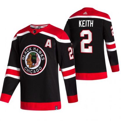 Chicago Chicago Blackhawks #2 Duncan Keith Black Men's Adidas 2020-21 Reverse Retro Alternate NHL Jersey