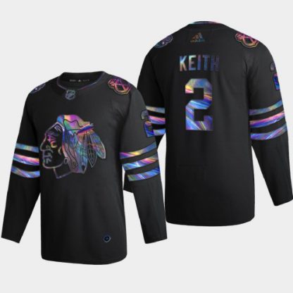 Chicago Chicago Blackhawks #2 Duncan Keith Men's Nike Iridescent Holographic Collection NHL Jersey - Black
