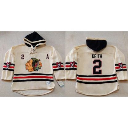 Chicago Blackhawks #2 Duncan Keith Cream Heavyweight Pullover Hoodie Stitched NHL Jersey
