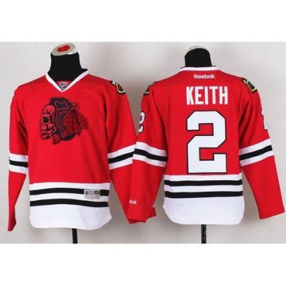 Chicago Blackhawks #2 Duncan Keith Red(Red Skull) Stitched Youth NHL Jersey