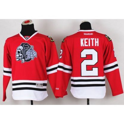Chicago Blackhawks #2 Duncan Keith Red(White Skull) Stitched Youth NHL Jersey