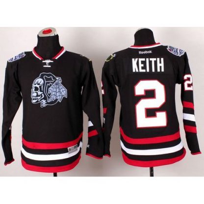 Chicago Blackhawks #2 Duncan Keith Black(White Skull) 2014 Stadium Series Stitched Youth NHL Jersey