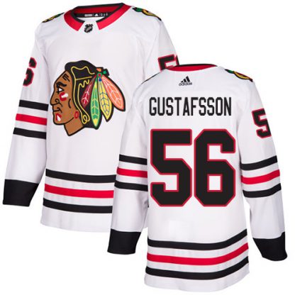 Adidas Chicago Blackhawks #56 Erik Gustafsson White Road Authentic Stitched Youth NHL Jersey