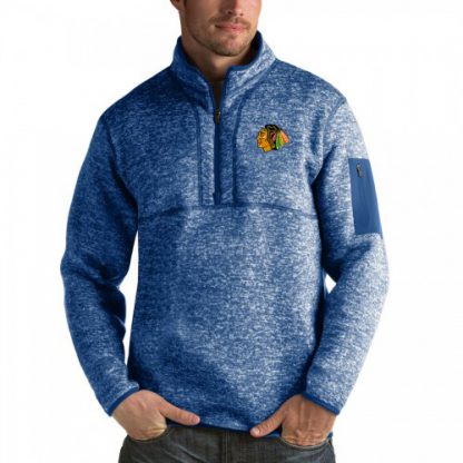 Chicago Chicago Blackhawks Antigua Fortune Quarter-Zip Pullover Jacket Blue