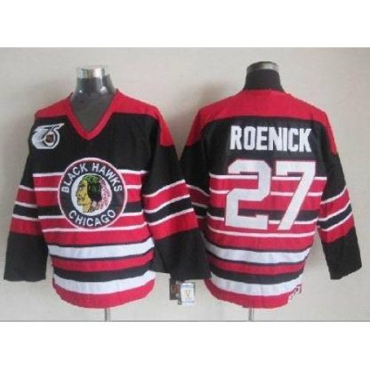 Chicago Blackhawks #27 Jeremy Roenick Red/Black 75TH CCM Stitched NHL Jersey