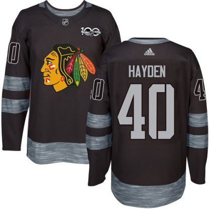 Adidas Chicago Blackhawks #40 John Hayden Black 1917-2017 100th Anniversary Stitched NHL Jersey
