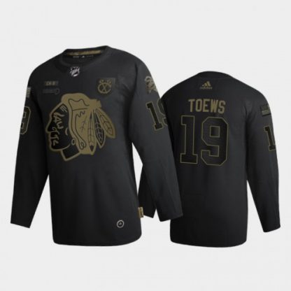 Chicago Chicago Blackhawks #19 Jonathan Toews Men's Adidas 2020 Veterans Day Authentic NHL Jersey - Black
