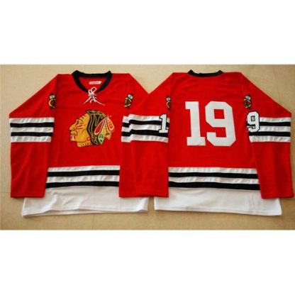 Mitchell And Ness 1960-61 Chicago Blackhawks #19 Jonathan Toews Red Stitched NHL Jersey