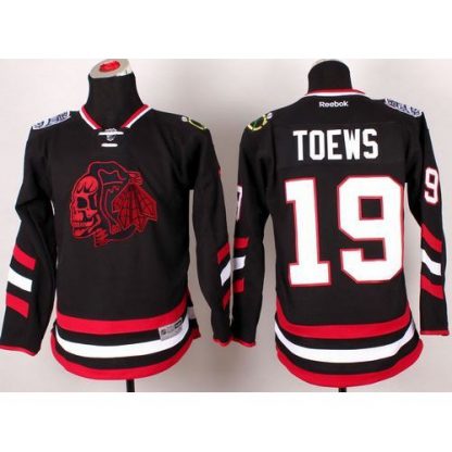 Chicago Blackhawks #19 Jonathan Toews Black(Red Skull) 2014 Stadium Series Stitched Youth NHL Jersey