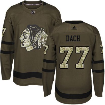 Adidas Chicago Blackhawks #77 Kirby Dach Green Salute to Service Stitched NHL Jersey