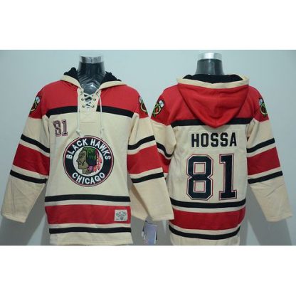 Chicago Blackhawks #81 Marian Hossa Cream Sawyer Hooded Sweatshirt Stitched NHL Jersey
