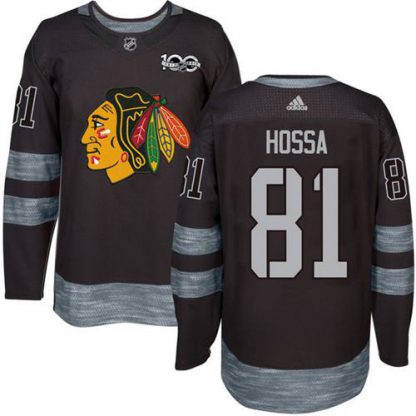 Adidas Chicago Blackhawks #81 Marian Hossa Black 1917-2017 100th Anniversary Stitched NHL Jersey