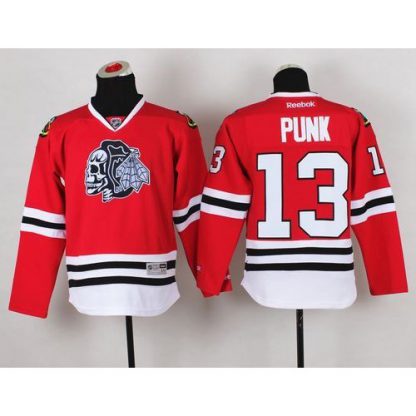 Chicago Blackhawks #13 Punk Red(White Skull) Stitched Youth NHL Jersey