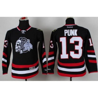 Chicago Blackhawks #13 Punk Black(White Skull) 2014 Stadium Series Stitched Youth NHL Jersey