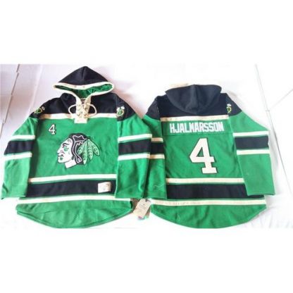 Chicago Blackhawks #4 Niklas Hjalmarsson Green St. Patrick's Day McNary Lace Hoodie Stitched NHL Jersey