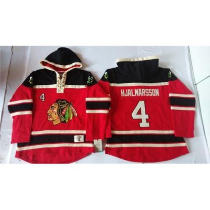 Chicago Blackhawks #4 Niklas Hjalmarsson Red Sawyer Hooded Sweatshirt Stitched NHL Jersey
