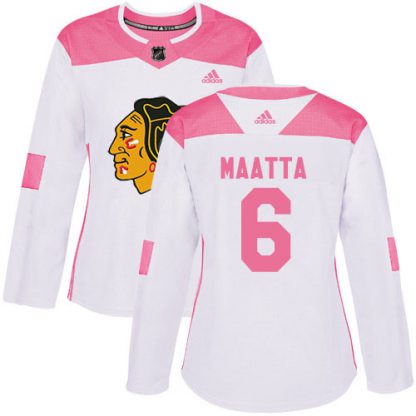 Adidas Chicago Blackhawks #6 Olli Maatta White/Pink Authentic Fashion Women's Stitched NHL Jersey
