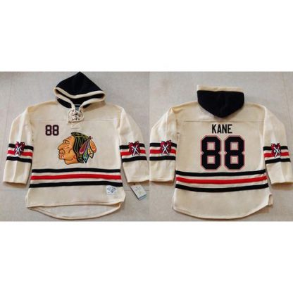 Chicago Blackhawks #88 Patrick Kane Cream Heavyweight Pullover Hoodie Stitched NHL Jersey