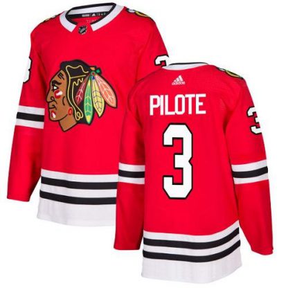 Adidas Chicago Blackhawks #3 Pierre Pilote Red Home Authentic Stitched NHL Jersey