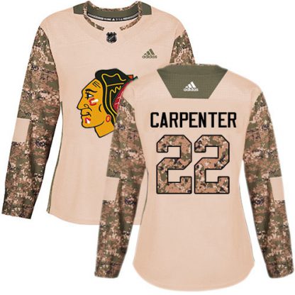 Adidas Chicago Blackhawks #22 Ryan Carpenter Camo Authentic 2017 Veterans Day Women's Stitched NHL Jersey
