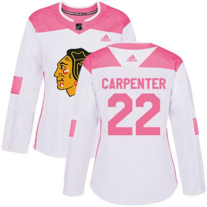 Adidas Chicago Blackhawks #22 Ryan Carpenter White/Pink Authentic Fashion Women's Stitched NHL Jersey