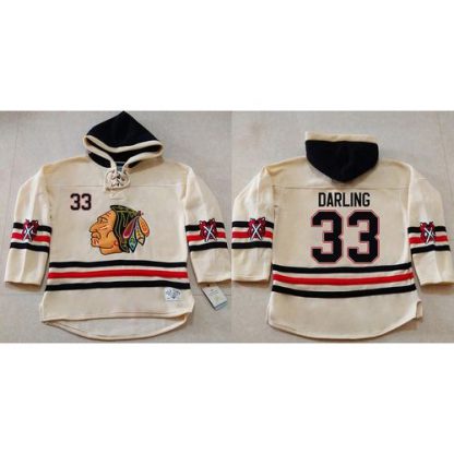 Chicago Blackhawks #33 Scott Darling Cream Heavyweight Pullover Hoodie Stitched NHL Jersey