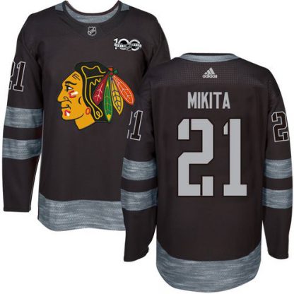 Adidas Chicago Blackhawks #21 Stan Mikita Black 1917-2017 100th Anniversary Stitched NHL Jersey