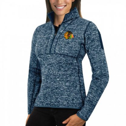 Chicago Chicago Blackhawks Antigua Women's Fortune 1/2-Zip Pullover Sweater Royal