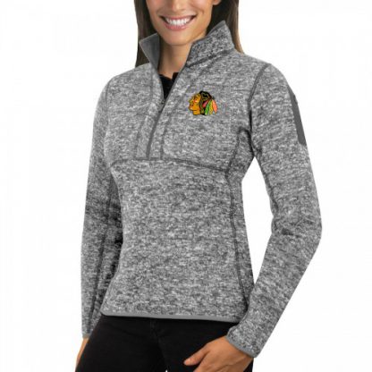 Chicago Chicago Blackhawks Antigua Women's Fortune 1/2-Zip Pullover Sweater Black