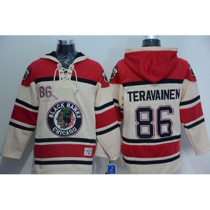 Chicago Blackhawks #86 Teuvo Teravainen Cream Sawyer Hooded Sweatshirt Stitched NHL Jersey