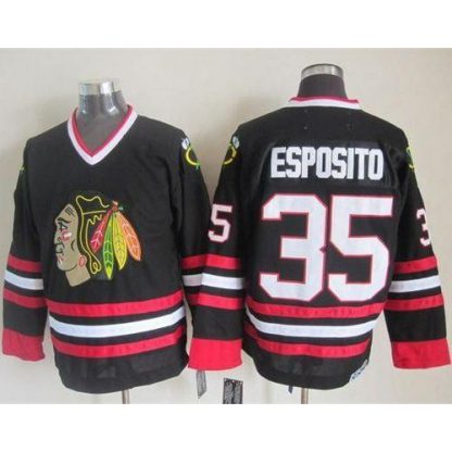 Chicago Blackhawks #35 Tony Esposito Black CCM Throwback Stitched NHL Jersey