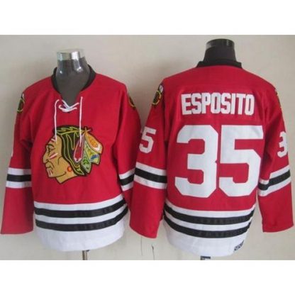 Chicago Blackhawks #35 Tony Esposito Red CCM Throwback Stitched NHL Jersey