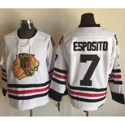 Chicago Blackhawks #7 Tony Esposito White CCM Throwback Stitched NHL Jersey
