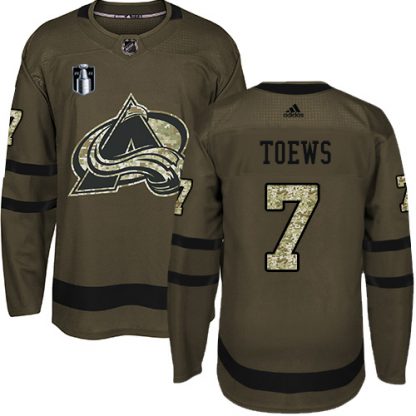 Adidas Colorado Avalanche #7 Devon Toews Green 2022 Stanley Cup Final Patch Salute to Service Stitched NHL Jersey