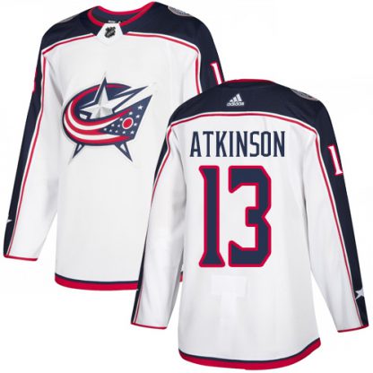 Adidas Blue Columbus Blue Jackets #13 Cam Atkinson White Road Authentic Stitched NHL Jersey