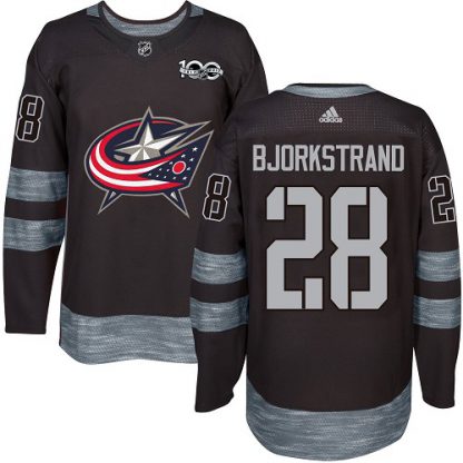 Adidas Blue Columbus Blue Jackets #28 Oliver Bjorkstrand Black 1917-2017 100th Anniversary Stitched NHL Jersey