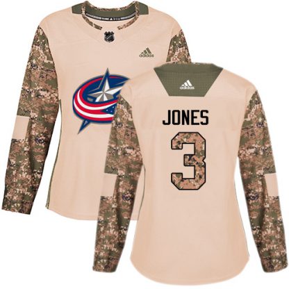Adidas Blue Columbus Blue Jackets #3 Seth Jones Camo Authentic 2017 Veterans Day Women's Stitched NHL Jersey