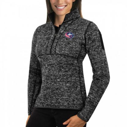 Columbus Charcoal Columbus Blue Jackets Antigua Women's Fortune 1/2-Zip Pullover Sweater Charcoal