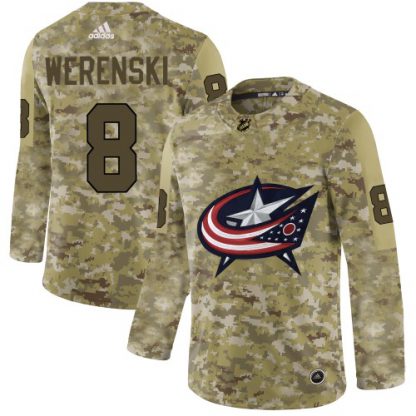 Adidas Blue Columbus Blue Jackets #8 Zach Werenski Camo Authentic Stitched NHL Jersey