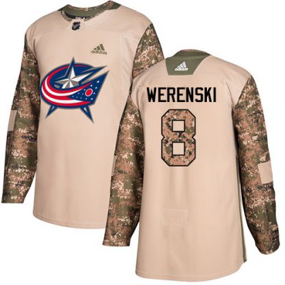 Adidas Blue Columbus Blue Jackets #8 Zach Werenski Camo Authentic 2017 Veterans Day Stitched NHL Jersey