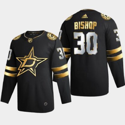 Dallas Dallas Stars #30 Ben Bishop Men's Adidas Black Golden Edition Limited Stitched NHL Jersey
