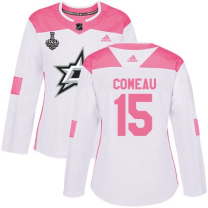 Adidas Dallas Stars #15 Blake Comeau White/Pink Authentic Fashion Women's 2020 Stanley Cup Final Stitched NHL Jersey