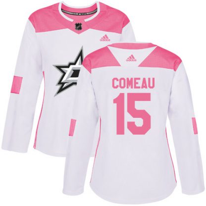 Adidas Dallas Stars #15 Blake Comeau White/Pink Authentic Fashion Women's Stitched NHL Jersey