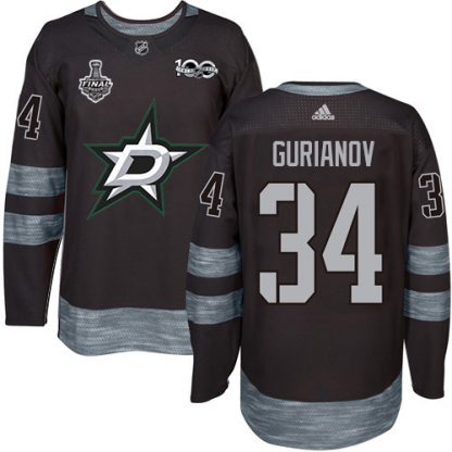 Adidas Dallas Stars #34 Denis Gurianov Black 1917-2017 100th Anniversary 2020 Stanley Cup Final Stitched NHL Jersey